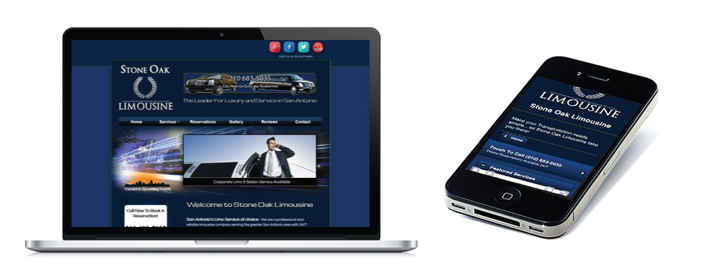 New web design and mobile site for Stone Oak Limousine
