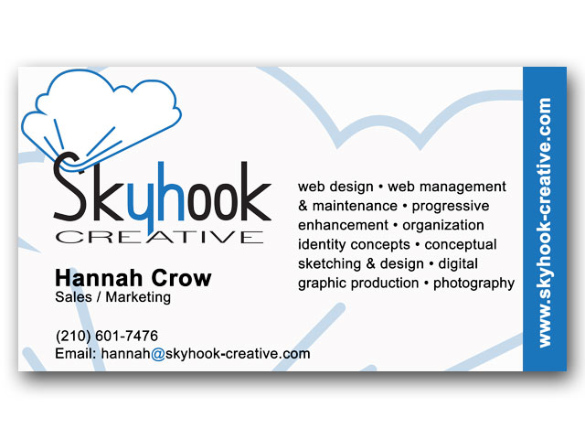Skyhook Creative business card design