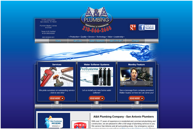 A&A Plumbing Client Web Design