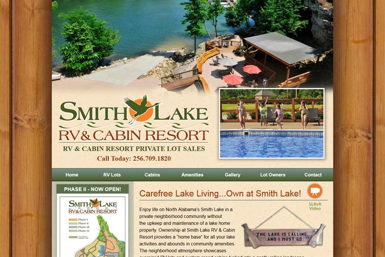 Smith Lake RV Resort Client Web Design